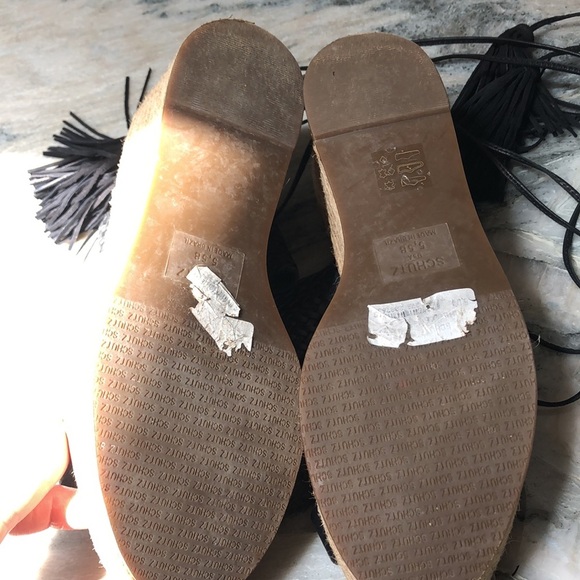 Schutz black woven leather platform espadrille like new ankle with tassel 5.5 - Picture 8 of 10